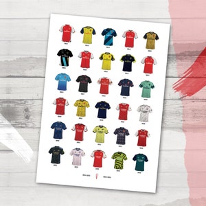 2023 - Arsenal Football Shirt History Presentation Print 2014-2023 - Gifts - Wall Art - Retro - Poster