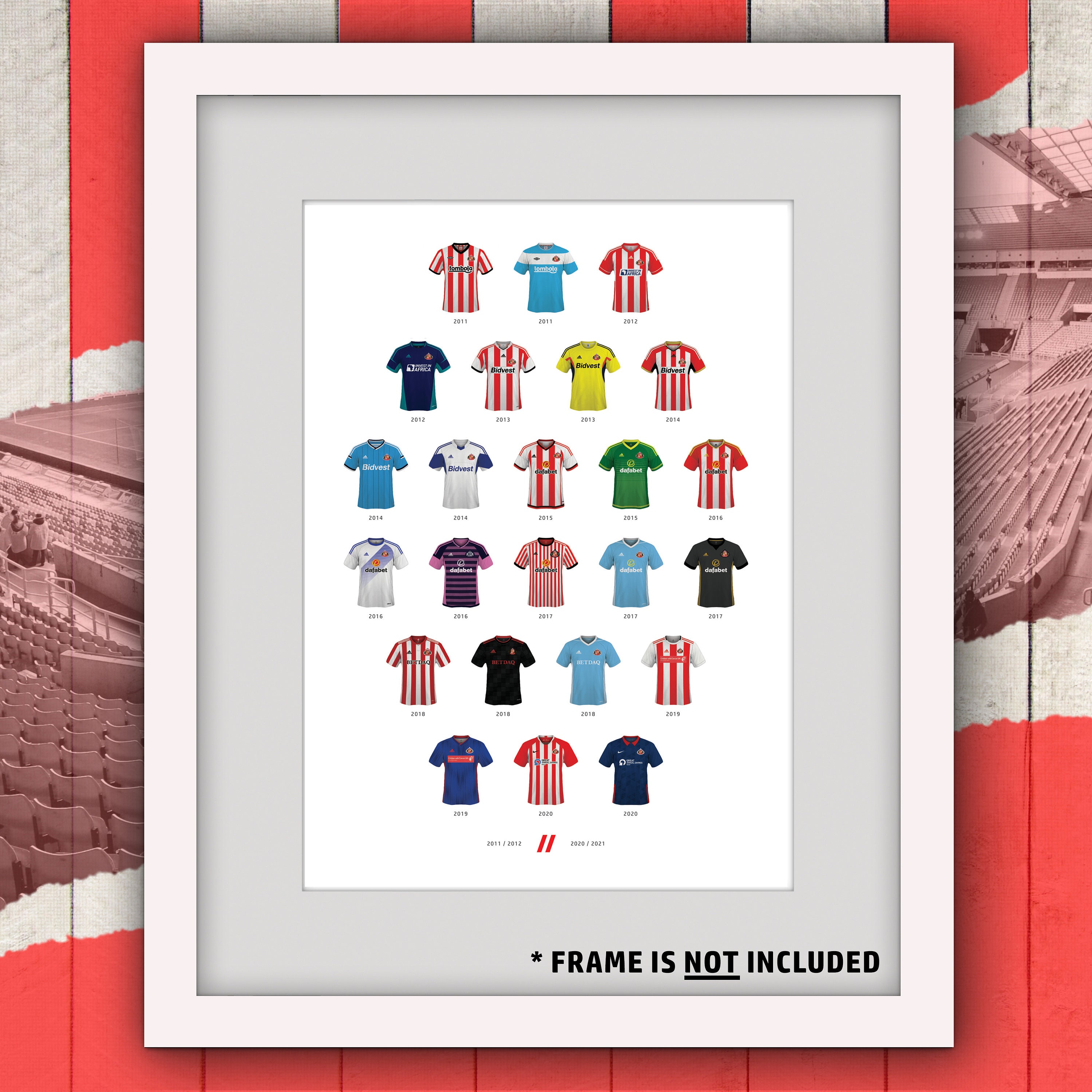 2020 Sunderland Football Shirt History Print 20112020 Etsy