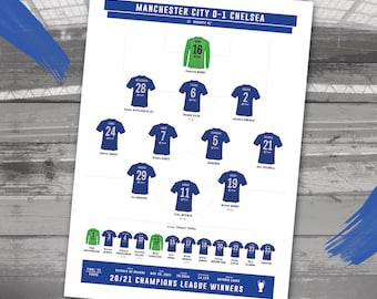 2021 - Chelsea v Man City Champions League 20/21 Final Print