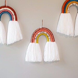 Medium Warm Rainbow Fiber Wall Hanging / Beautiful Rainbow Yarn Sculpture / Perfect for Nursery / Boho / Wall Art / Baby Shower / Christmas