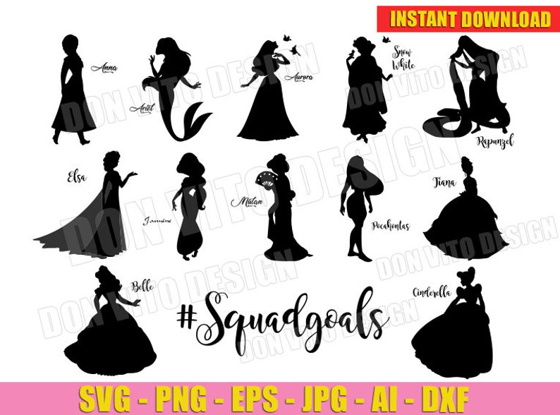 Disney Princess Squadgoals SVG dxf png Squad Goals Vector | Etsy