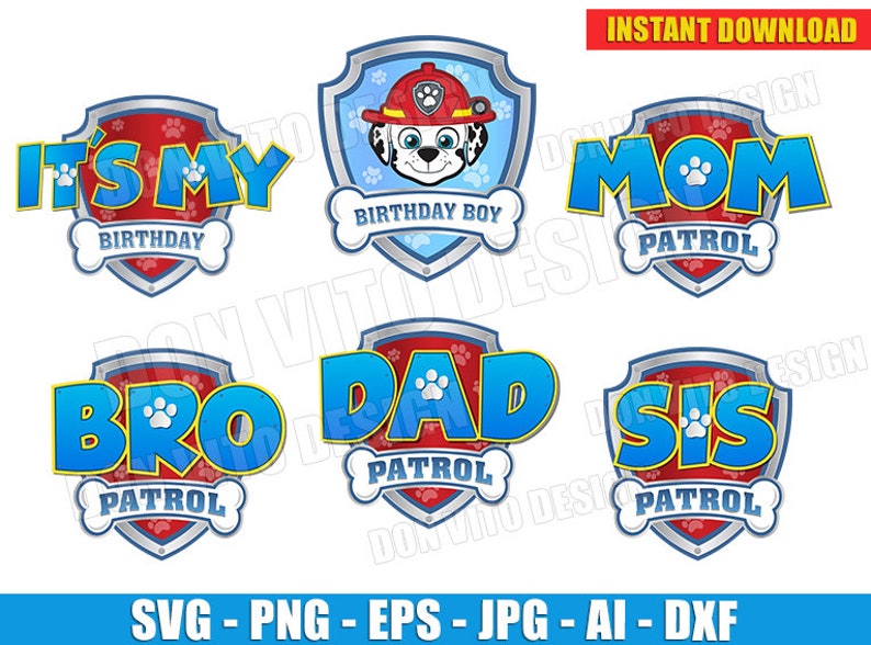 Logo Paw Patrol Party Boy Svg Dxf Png It S My Birthday Etsy