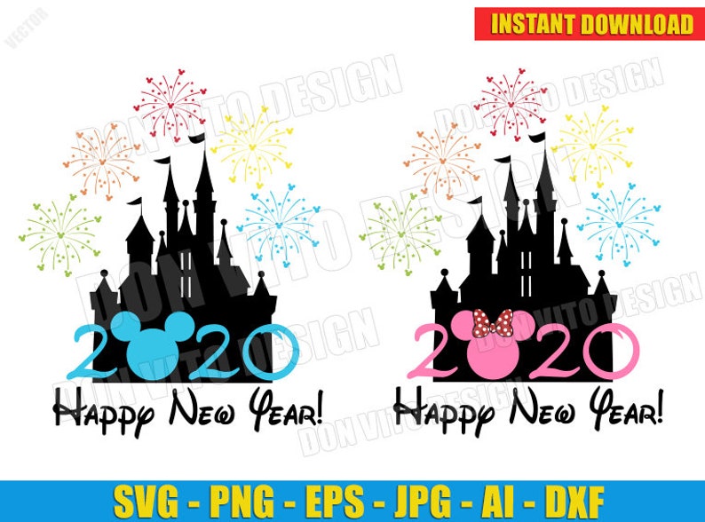 Download Disney Happy New Year 2020 SVG dxf png Castle with ...