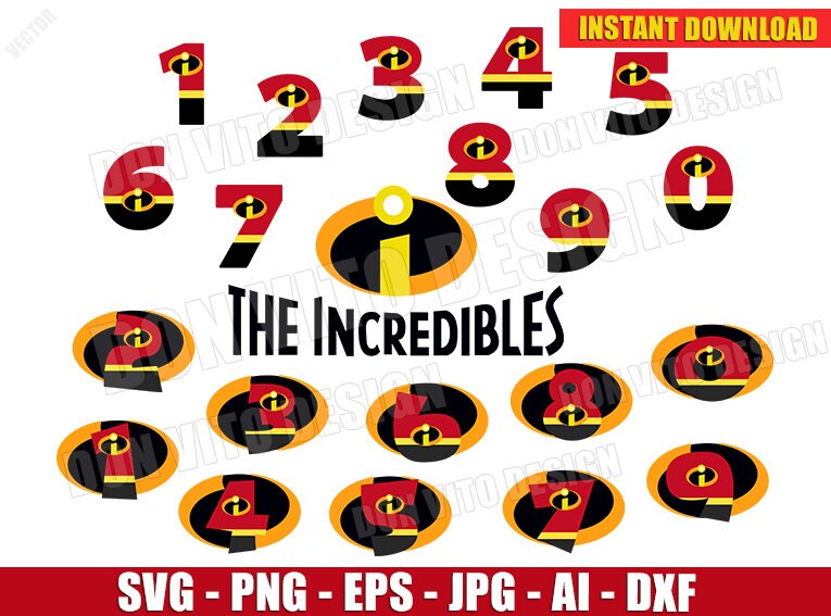 Download The Incredibles Numbers SVG dxf png Disney Pixar Movie Cut ...