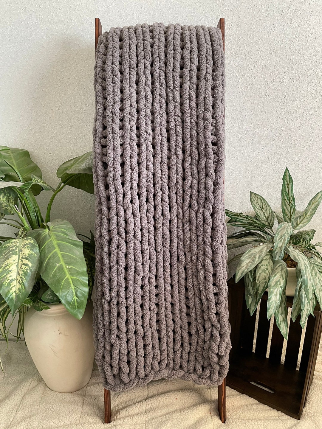 Hand Knit Chunky Blanket Chunky Throw Soft Chunky Blanket Etsy