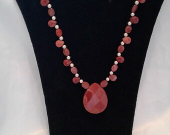 Sterling Silver Mauve Colored Stone Necklace