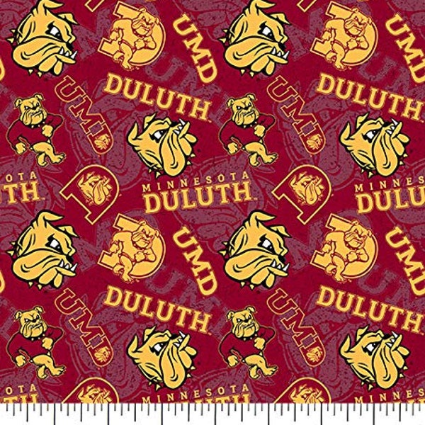 Minnesota at Duluth Bulldogs NCAA College Tone on Tone design 43 inches wide 100% Cotton Quilting Fabric UMD-1178