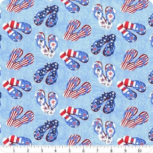 My Happy Place Tossed Flip Flops in Multi  by Sharla Fults for Studio E Fabrics 44 inches wide 100% Cotton Quilting Fabric SE-6045-78