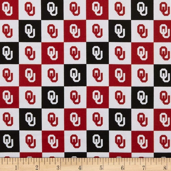 Oklahoma Sooners NCAA Collegiate Check (mini-check) 43 inches wide 100% Cotton Quilting Fabric OU-1158