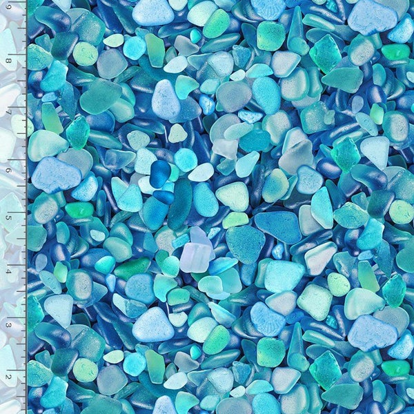 Beach Comber Packed Seaglass in Blue by Timeless Treasures 44 inches wide 100% Cotton Quilting Fabric TT-BEACH-C1237-Blue