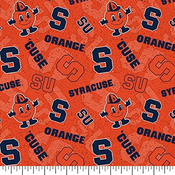 Syracuse University Orange NCAA College Tone on Tone design 43 inch wide 100% Cotton Quilting Fabric SYR-1178