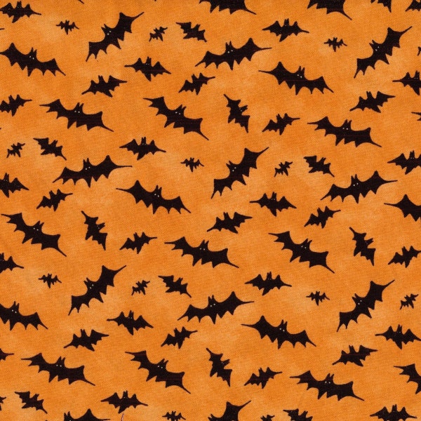 The Boo Crew Tossed Bats in Orange by Susan Winget for Wilmington Prints 44 inches wide 100% Cotton Quilting Fabric WP-3023-39797-897