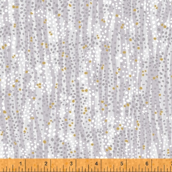 REMNANT 1/3-Dewdrop in Stone Gray Gold Metallic by Whistler Studios for Windham Fabrics 44in wide 100% Cotton Quilting Fabric WF 52495M-19