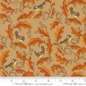Forest Frolic Birds and Acorns in Caramel Brown by Robin Pickens for Moda Fabrics 44 inches wide 100% Cotton Quilting Fabric MD-48742-14