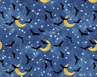 Hocus Pocus Bats in Navy Multi by Deborah Edwards for Northcott Fabrics 44 inches wide 100% Cotton Quilting Fabric NC-25449-48