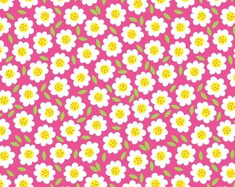 Chasing Rainbows Tossed Flower in Pink by Emily Dumas for Henry Glass  44 inches wide 100% Cotton Quilting Fabric HG-696-22