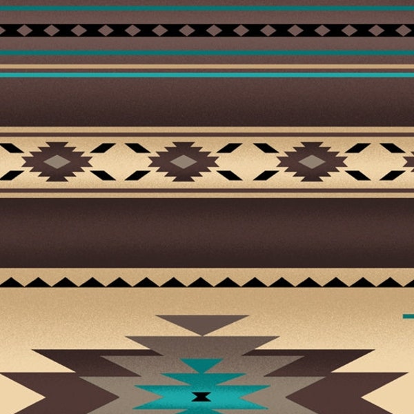 Tucson Aztec Southwestern Native American Stripe in Sepia Brown by Elizabeth's Studio 44 inches  100% Cotton Quilting Fabric ES-201-SEPIA