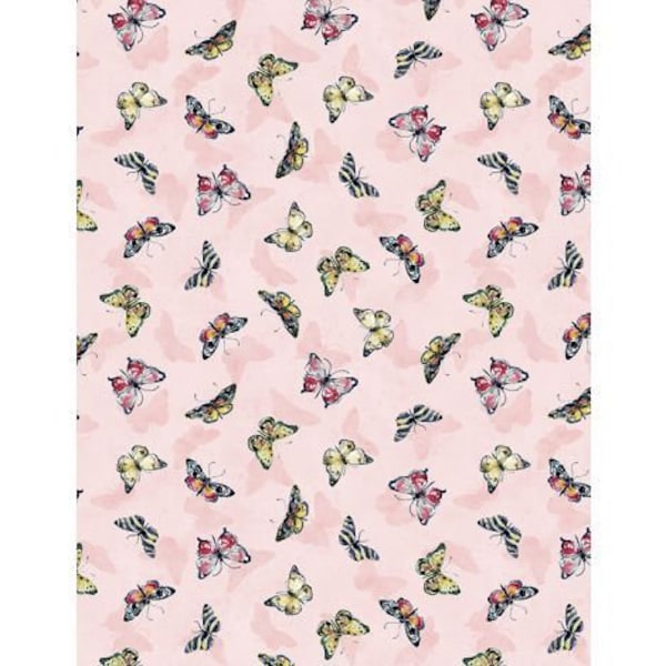 Among the Branches Butterfly Toss in Pink by Susan Winget for Wilmington Prints Fabrics 44in 100% Cotton Quilting Fabric WP-3023-39757-353