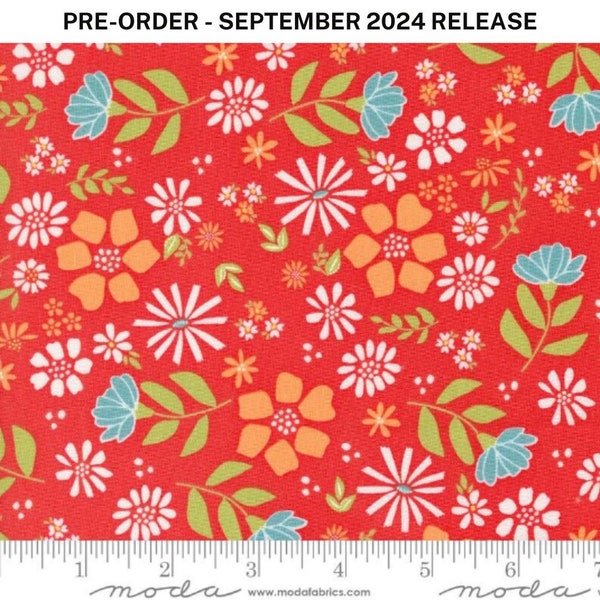 Pre-Sale - Laguna Sunrise Wild Rose Florals in Geranium Red by Sherri & Chelsi for Moda Fabrics 44" 100% Cotton Quilting Fabric MD-37680-16