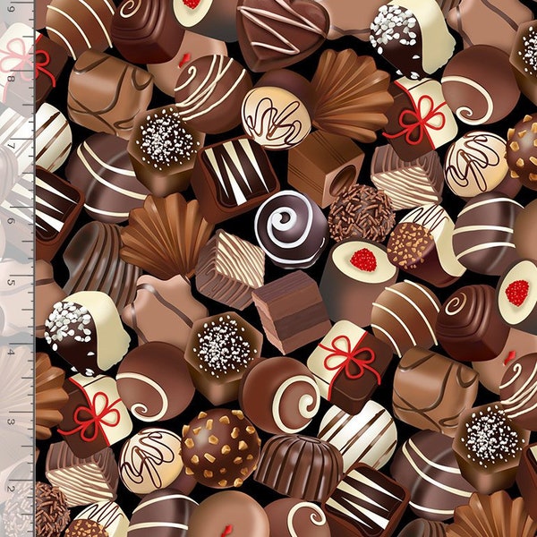 Chocolate Truffles in Black Chocolate Lover by Gail Cadden for Timeless Treasures 44 in wide 100% Quilting Cotton Fabric TT-C1086 Black