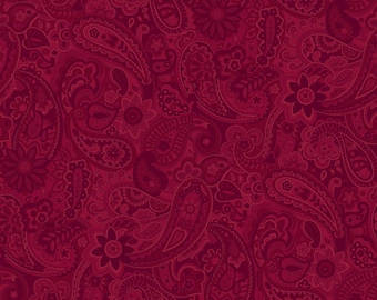 Red Paisley Bella Suede Wide Back 108 inches wide by P&B Fabrics 100% Cotton Quilting Fabric PB-BLW24012-RR