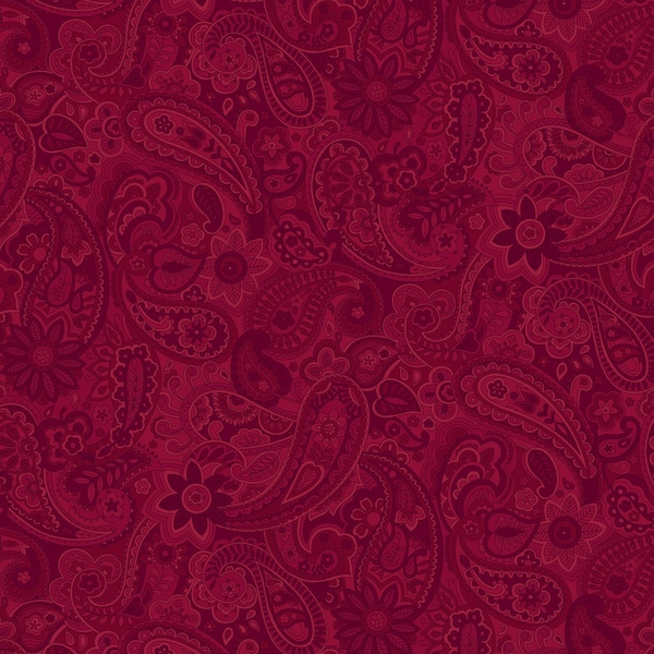 Red Paisley Bella Suede Wide Back 108 inches wide by P&B Fabrics 100% Cotton Quilting Fabric PB-BLW24012-RR