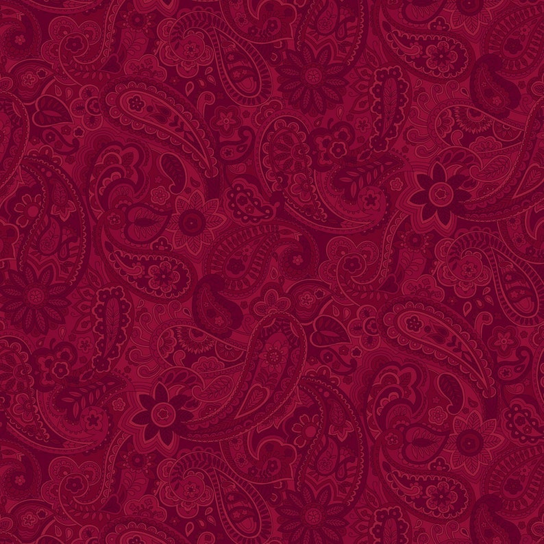 Red Paisley Bella Suede Wide Back 108 inches wide by P&B Fabrics 100% Cotton Quilting Fabric PB-BLW24012-RR image 1