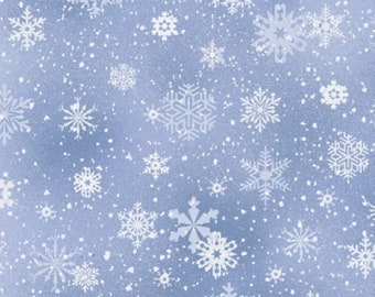 Snowflakes in Silver Landscape Medley by Elizabeth's Studio 44 inches wide 100% Cotton Quilting Fabric ES-532 Silver