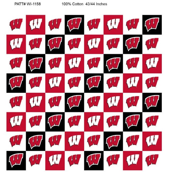 Wisconsin Badgers NCAA College Tone on Tone Design 43 inches wide 100% Cotton Fabric WIS-1158