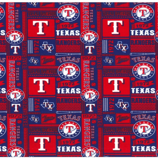 Texas Rangers MLB Baseball Block Design 44 inches wide 100% Cotton Fabric - MLB-60314B