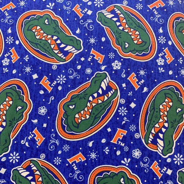 Florida Gators NCAA College Alligator Sugar Skull Design 43 inches wide 100% Cotton Quilting Fabric FL-1193