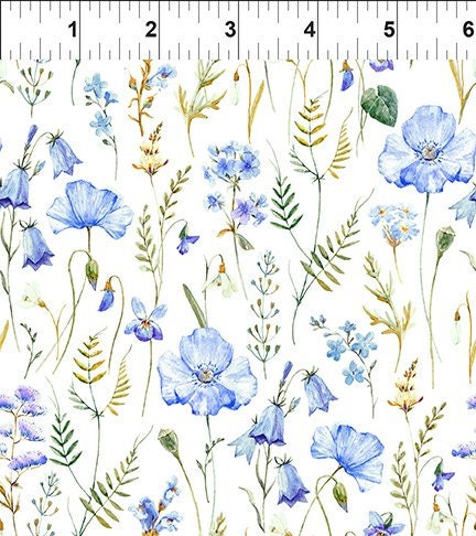  Soimoi Blue Heavy Canvas Fabric Leaves & Periwinkle Floral  Printed Fabric 1 Yard 58 Inch Wide : Everything Else
