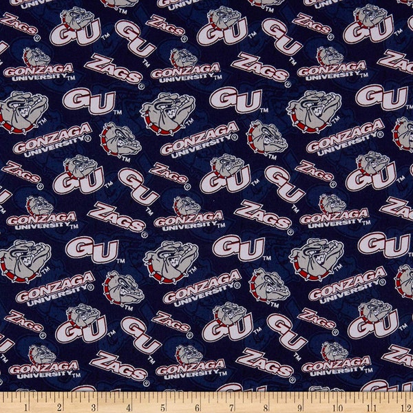 Gonzaga Bulldogs NCAA  College Tone on Tone Design 43" wide 100% Cotton Quilting Fabric GONZ-1178