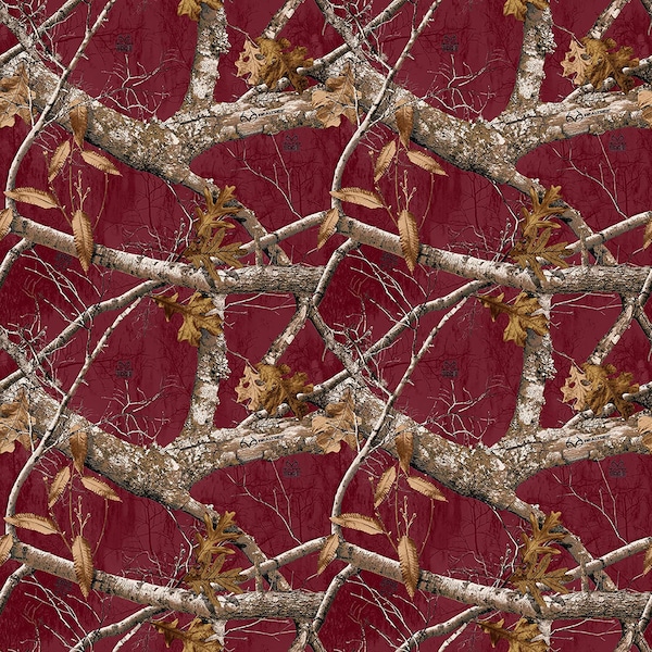 Realtree Edge Allover in Merlot Wine Dark Red design 44-45 inches wide by Print Concepts 100% Cotton Fabric PC-10348-MER