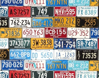 License Plates USA Road Collection by Timeless Treasures 44 inches wide 100% Cotton Fabric TT-C2450 Road