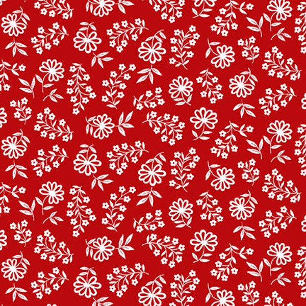 REMNANT 1/3-Anthem Floral Petals in Red by Satin Moon Designs for Blank Quilting 44 inches wide 100% Cotton Quilting Fabric BQ-2484-88