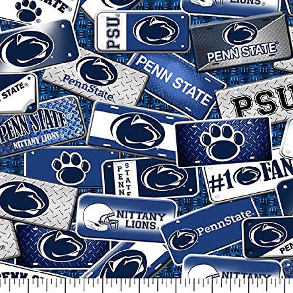 Penn State University Nittany Lions NCAA College PA License Plate design 43 inches wide 100% Cotton Quilting Fabric PS-1210