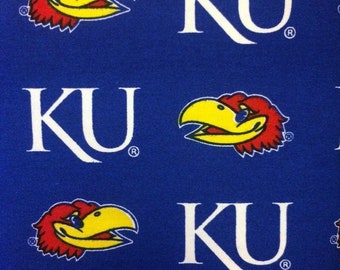 Kansas Jayhawks NCAA Collage Canvas Twill in Blue by Sykel 58-60 inches wide Fabric Kansas-250