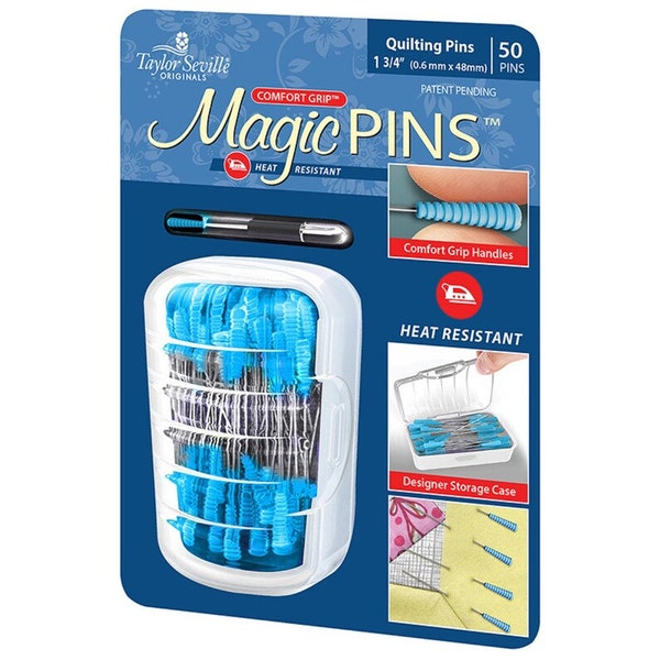 Taylor Seville Originals Comfort Grip Quilting Fine Magic Pins  3/4" 50CT Quilting Supplies and Sewing Notions Moda 21715