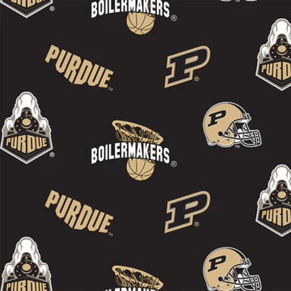 Purdue Boilermakers NCAA Allover by Sykel Enterprises 58-60 inches wide FLEECE Fabric PU-035