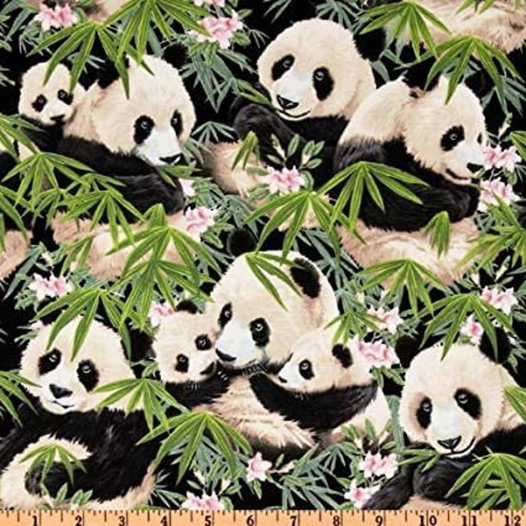  Panda Floral Plaid Animals Series, Printed Twill