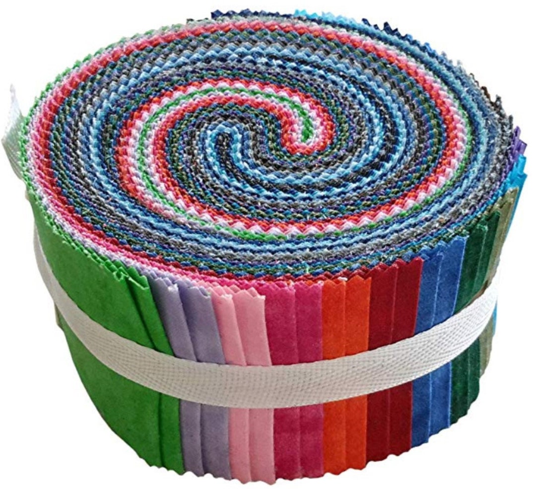 Bright Blenders Jelly Roll Fabric Strips Pinwheel Rainbow Colors 40