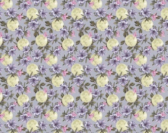 Midnight Rendezvous Moons with Flowers Allover in Light Purple by Raquel Maciel for Blank Quilting 44 inches 100% Cotton Fabric BQ-2901-50