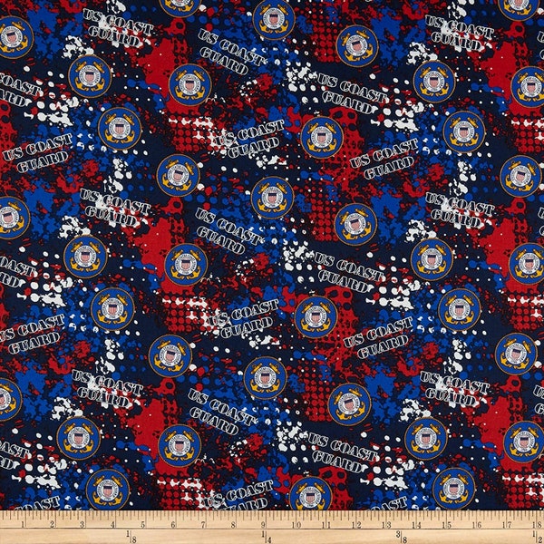 Coast Guard Armed Forces Military Geometric Abstract design 43 inches wide 100% Cotton Quilting Fabric 1180-CG