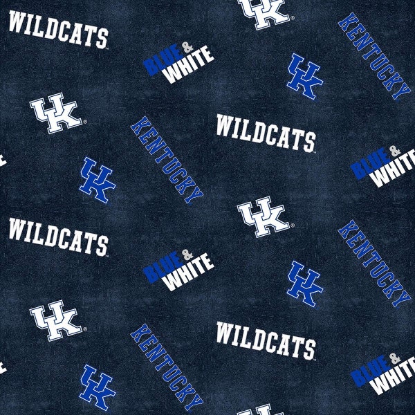 Kentucky Wildcats NCAA College Distressed Design 42 inches wide FLANNEL 100% Cotton Fabric KY-1152