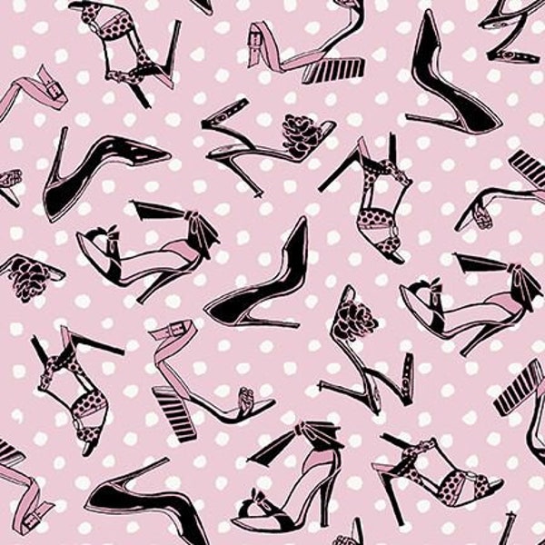 Dressed & Obsessed High Heel Shoes in Pink by Anne Tavoletti for Studio E Fabrics 44 inches wide 100% Cotton Quilting Fabric SE-E6674-29
