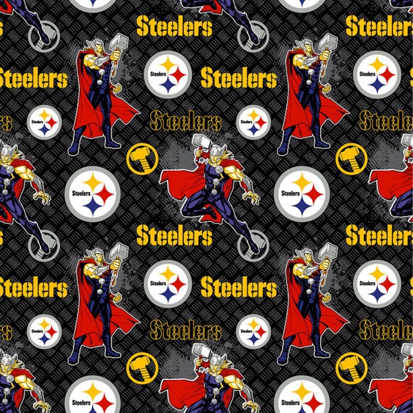 Pittsburgh Steelers NFL Marvel Thor 44 inches wide 100% Cotton Fabric NFL-70398-D