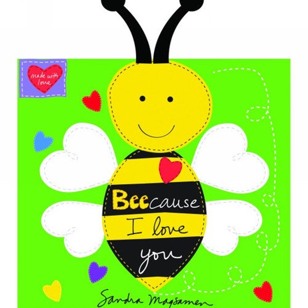 Huggable and Lovable Book Bee-Cause I Love You Book Panel by Sandra Magsamen for Studio E 36 x 44 in 100% Cotton Fabric SE-3360P-01 White