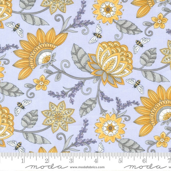Honey & Lavender Jacquard Flowers Bees in Soft Lavender by Deb Strain for Moda Fabrics 44 inches wide 100% Cotton Quilting MD-56080-18