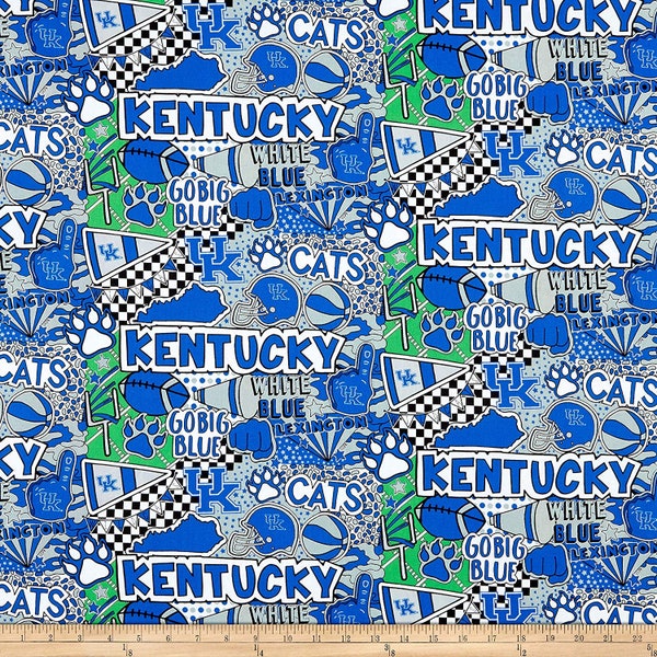 Kentucky Wildcats NCAA College Pop Art Graffiti Design 43 inches wide 100% Cotton Quilting Fabric KY-1165